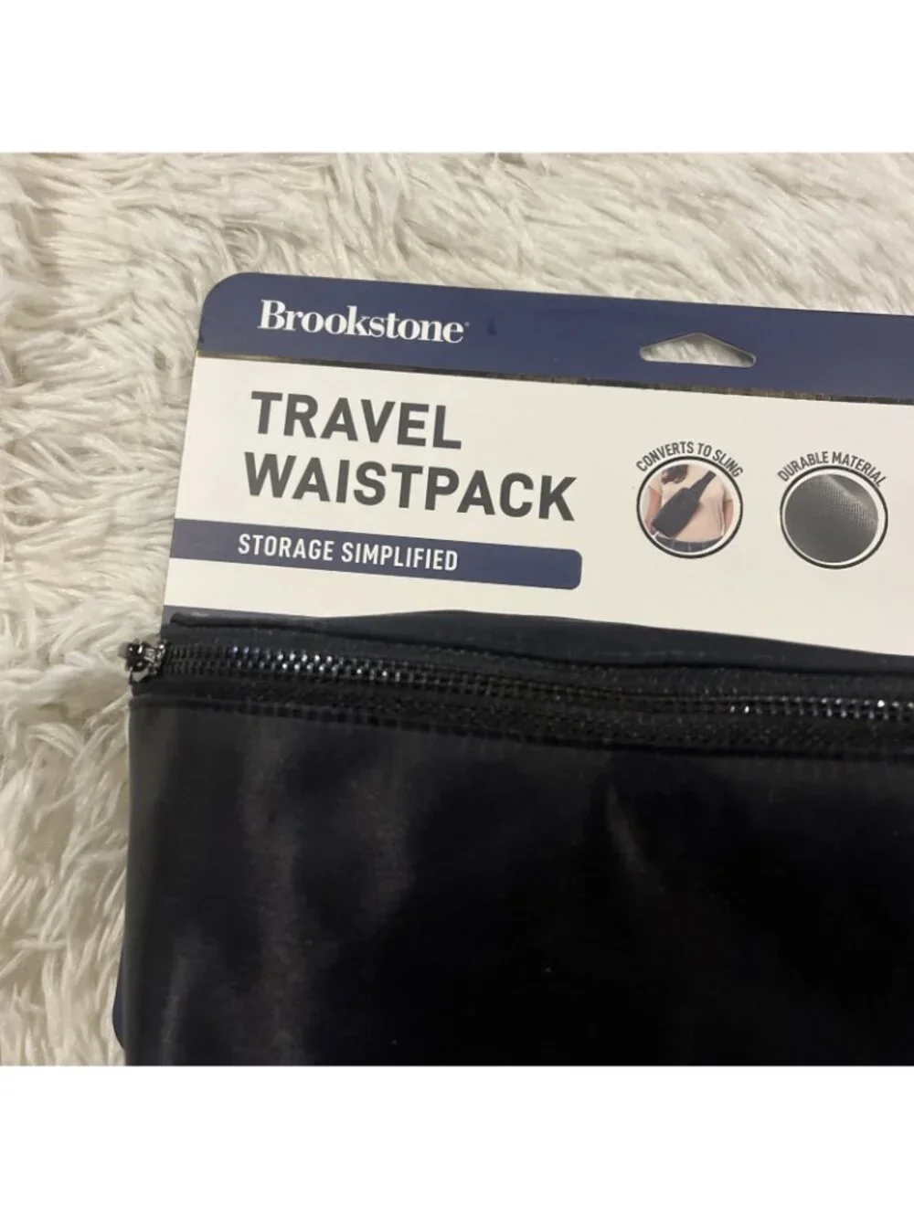 Brookstone Travel Waistpack fannypack NEW black converts to sling bag